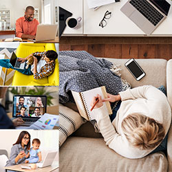 collage of people working from home