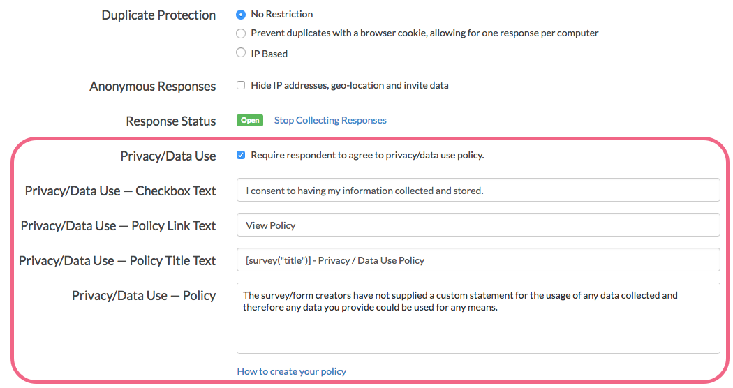 Survey Response Settings | Alchemer Help